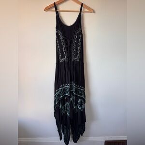 Bohemian Renaissance Festival Corset Embroidered Maxi Dress size L